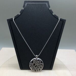 Brighton Anahita necklace 2 sided scroll filigree like crystal pendant EUC.